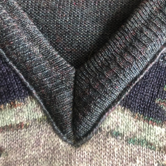 Vintage 90s Aztec Southwestern Wool Blend V-Neck Sweater XXL - Picture 3 of 9